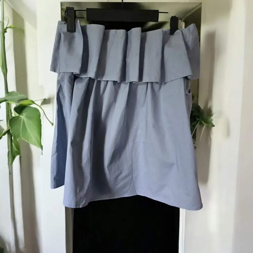NWT Anthropologie Mare Mare Pleated Off Shoulder Blue Top - Small
